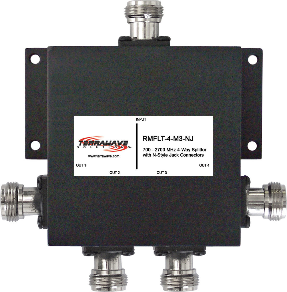 Ventev / TerraWave - 700-2700 MHz 4-Way Splitter w/ N Females - RMFLT-4-M3-NJ