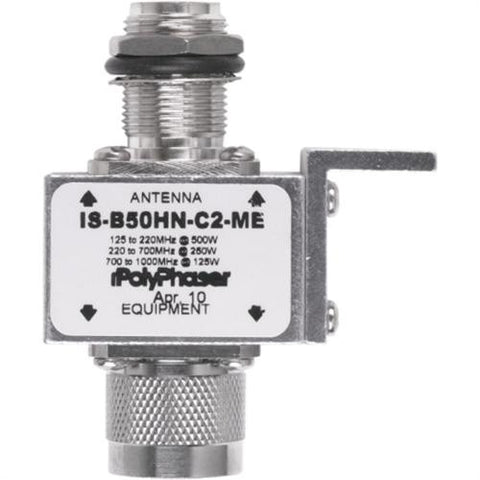 PolyPhaser - 125-1000 MHz Bulkhead Arrestor, N/F-N/M - IS-B50HN-C2-ME